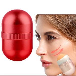Ölabsorbierender Gesichtsroller, Vulkanstein Absorbierender Stick für Gesichtsöl, Wiederverwendbar Ölabsorbierender Roller (rot)