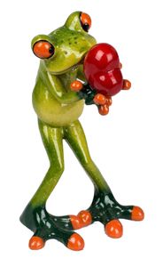 Formano lustige Frösche Figur Frosch mit Herz in Händen Poly 13 cm verliebt