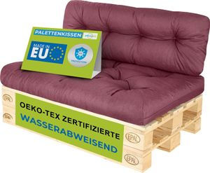 Pillows24 - Vankúše na palety odolné voči vode a UV žiareniu - SADA 2 | vankúše na europalety 120x80 - nábytok z paliet - vonkajší/vnútorný, slivka
