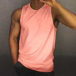Herren Einfarbig Weste Tank Tops Lose Lässige Basic T-Shirt Bluse Unterhemd Sport,Farbe: Rosa,Größe:L