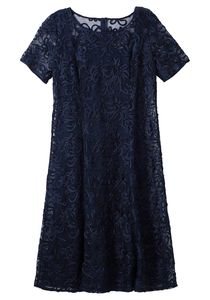 sheego Damen Große Größen Abendkleid mit dekorativen Zierborten Abendkleid Abendmode elegant Rundhals-Ausschnitt - unifarben