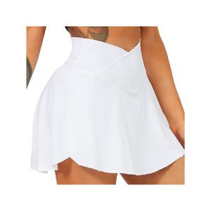 Damen Miniröcke Sommer Tennisrock Hohe Taille Tennis Skort Mit Taschen Laufenrock Weiß,Größe:Xl