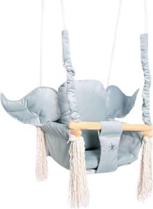 Love Gifts® Babyschaukel aus Holz hochwertig und geeignet als Indoor Schaukel, montierbar an der Decke sowie im Türrahmen, Flügel-Grau,  EU
