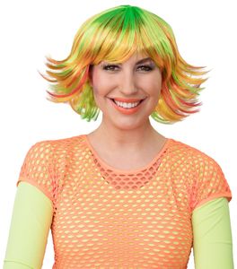 Kurzhaarperücke Perücke Damen Neon Karneval Fasching Kostüm Zubehör