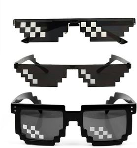 [3 Pack] Thug Life slnečné okuliare, muži ženy sklo 8bit Pixel mozaika foto rekvizity obyčajné slnečné okuliare hračka - čierna