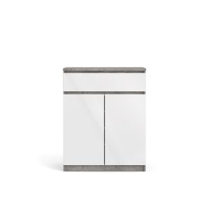 Nada Sideboard 2 Türen und 1 Schublade, beton dekor,weiss hochglanz.