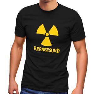 Herren T-Shirt Kerngesund schwarzer Humor Statement Kernkraft Ironie Fun-Shirt Spruch lustig Moonworks® schwarz 3XL