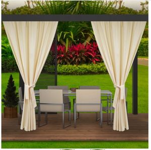 Vonkajši závesy na terasu 155x200 Béžová 2 ks | vonkajšia záclona odolná voèi poveternostným vplyvom | Vonkajšie závesy na terasu, záhradu, verandu, pergolu
