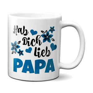 Hab Dich lieb Papa - Tasse mit blauen Blüten