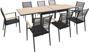 di volio Gartenmöbel-Set GAVO, rechteckiger Gartentisch mit 8 Stühlen - Essgruppe für 8 Personen, langlebig & wetterfest, aus robusten Materialien - Beige