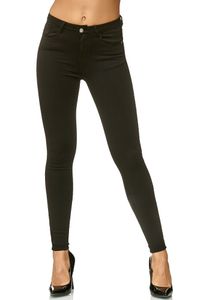 Elara Damen Slim Fit Hose Highwaist Jeans H619-16 Black 34 (XS)