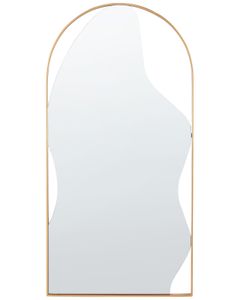 BELIANI Wandspiegel Gold Glas und Metall 81x41 cm Oval Halbrund Asymmetrisch mit Dünnem Rahmen Modern Wohnaccessoire Wohnzimmer Schlafzimmer Deko