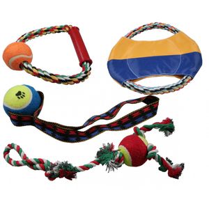 H-basics 4 teiliges Hundespielzeug Set - Hunde Spielzeug, Hundespielzeug Seil, Robust, Hunde frisbee, Kauspielzeug für Zahnreinigung des Hundes, Geeignet für Kleine und Mittlere Hunde