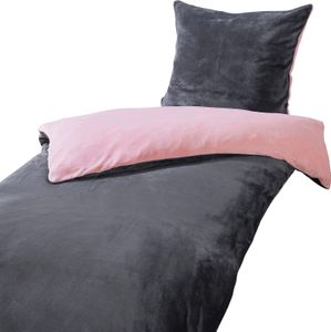 heimtexland ® Teddy Flanell Wende Bettwäsche Plüsch Bezug 80x80 I 200x135 Super Soft mit Cashmere Touch Oberfläche Typ751 Rosa