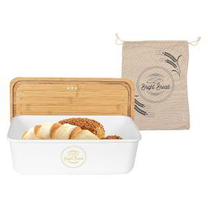 Brotkasten mit Deckel & Brotbeutel 37x20x12cm Brotbox Brotkiste Brot Box Aufbewahrung