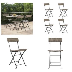 vidaXL Bistrostühle 4 Stk. Klappbar Grau Poly Rattan und Stahl - Klappbarer Bistrostuhl - Klappbare Bistrostühle - Gartenmöbel - Outdoor Möbel