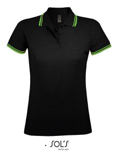 SOLS Dámská polokošile Piqué 00578 Multicoloured Black/Lime S