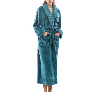 Frauen Männer Nightgown Morgenmantel Robe Pyjamas Warm Flanell Nachtwäsche Bademantel,Farbe:Dunkelgrün,Größe:3XL
