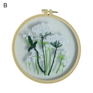 1 Set Starter Stitch Kit entzückende breite Anwendung Baumwollflächen Blumenmuster Anfänger Stickkit für Geschenk-B