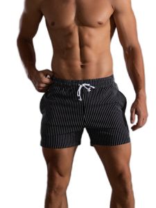 Atmungsaktive gestreifte Hose für Jungen  Fitness  weiche  elastische Taillen-Hotpants,Farbe: Schwarz (205 Knit Vertical Striped Three Pants),Größe:4XL