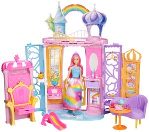 Barbie Dreamtopia Regenbogen-Königreich Schloss und Puppe. FRB15