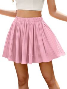 Damen rüschen Röcke Sommer-Swing Minirock Casual A-Line,Farbe:Rosa,Größe:S