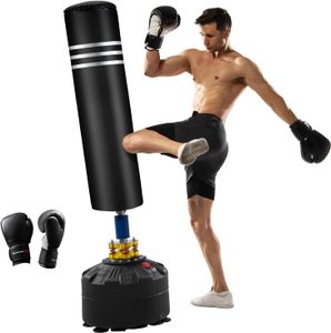 KOMFOTTEU Standboxsack 175cm, Schwerer Boxsack mit Ständer, Boxsack Set stehend Ink. Boxhandschuhe, Boxing Bag Kickboxsack Sandsack für Erwachsene