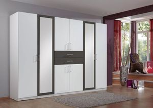 Kleiderschrank groß 270 cm breit DIVER Weiß / Graphit Kleiderschrank groß 270 cm breit DIVER Weiß / Graphit
