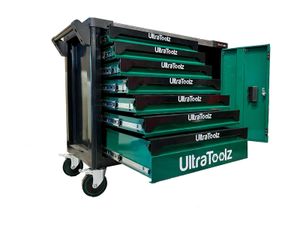 UltraToolz Werkstattwagen Werkzeugwagen 7 Schubladen 6 gefüllt Premium XXL bestückt Einlagen