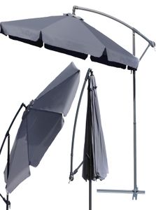 Sunwaal záhradný slnečník na terasu priemer 350 cm záhradný slnečník ochrana pred UV žiarením sivá nastaviteľná kovová základňa