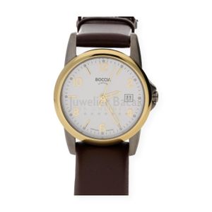 Boccia Titanium Damen Armbanduhr Gold plattiert Analog Leder 3080-05