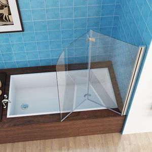 120 x 140 cm Badewannen 2 TLG. Faltwand Aufsatz 180° Duschwand Duschabtrennung Nano Glas DAY