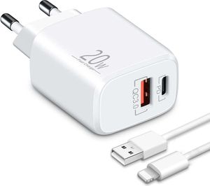 20W rýchla nabíjačka s TYPE-C a USB portom – USB Lightning 1 Meter