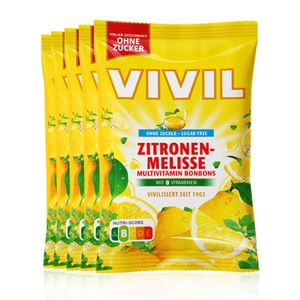 VIVIL Zitronenmelisse Multivitaminbonbons ohne Zucker | 5 Beutel x 120g