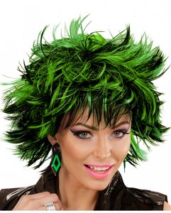 Schwarz-grüne Steamy Perücke als Kostüm Zubehör für Halloween & Karneval