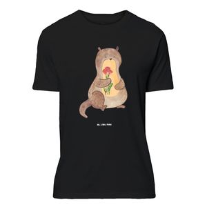 Mr. & Mrs. Panda Größe M T-Shirt Otter Blumenstrauß - Schwarz - Geschenk, Tshirt, Männer, Fischotter, Otter Seeotter See Otter, Seeotter, Geburstag, T-Shirt mit Spruch