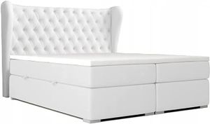 Doppelbett RENI mit Bettzeugcontainer (Weiß - Kunstleder Soft 31, 180 x 200)