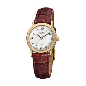 Regent Leder Damen Uhr F-575 Quarzuhr Armband braun D2URF575
