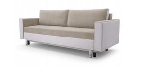 GRAINGOLD Schlafsofa Brand - Polstersofa im skandinavischen Stil - Couch mit Bettkasten & Schlaffunktion - Beige / Weiß