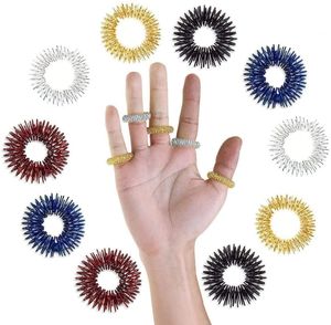 Massage Ring,10 Stücke Akupressur Ringe Chinesische Medizin Finger Massage Ring(2 Gold + 2 Silber + 2 Rot + 2 Blau + 2 Schwarz)