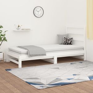 Ankonbej Tagesbett Ausziehbar Weiß 2x(90x190) cm Massivholz Kiefer