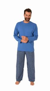 Herren Schlafanzug lang Pyjama Set mit karierter Flanell Hose - 222 101 10 870