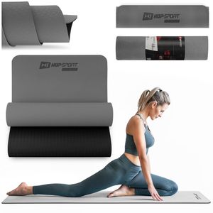 Hop-Sport Yogamatte HS-T006GM Gymnastikmatte für Pilates aus TPE ist rutschfest & faltbare Bodenmatte - 183 x 61 x 0,6 cm - grau