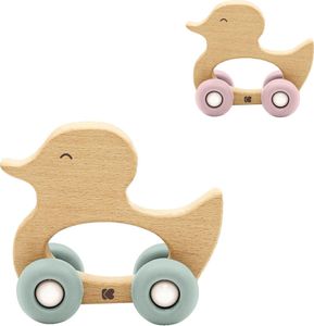Kikkaboo Holzspielzeug mit Silikonbeißring Ente Buchenholz Beißring ab 12 Monate grün