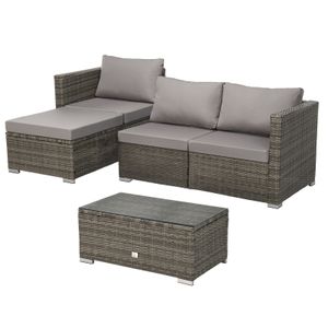 SVITA QUEENS Polyrattan Lounge Eck-Sofa Gartenmöbel Set grau SVITA QUEENS Polyrattan Lounge Eck-Sofa Gartenmöbel Set grau