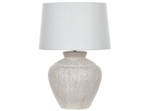 BELIANI Tischlampe mit Keramikfuß Creme 60 cm Steinoptik Langes Kabel mit Schalter Lampenschirm aus Baumwolle / Jute in Weiß Wohnzimmer Schlafzimmer