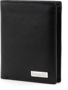 bugatti Leder Geldbörse City Line Coin Wallet Combi Style 13CC Metal Logo Black schwarz