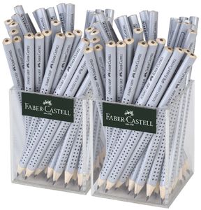 FABER-CASTELL Bleistift Jumbo GRIP silber im Köcher 2 Köcher à 36 Stück