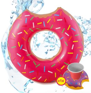 SwimAlot® Schwimmring pink Donut Ring lebensgroß für den Pool, See & Strand, Meer Wasser Schwimmtier Spaß für Kinder und Erwachsene