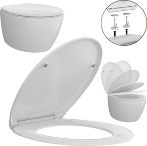 WC-Sitz mit Absenkautomatik O Form Toilettendeckel Antibakterieller Toilettensitz Klobrille Klositz Klodeckel Duroplast Softclose Quick-Release-Funktion Weiß